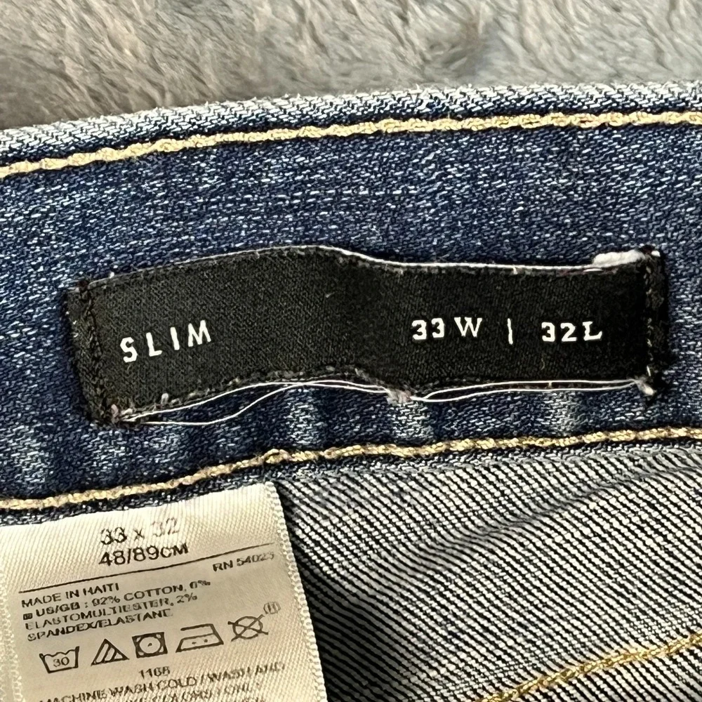 Banana Republic Slim Fit Jeans Mens 33x32 Blue Denim Cotton Stretch Straight Leg